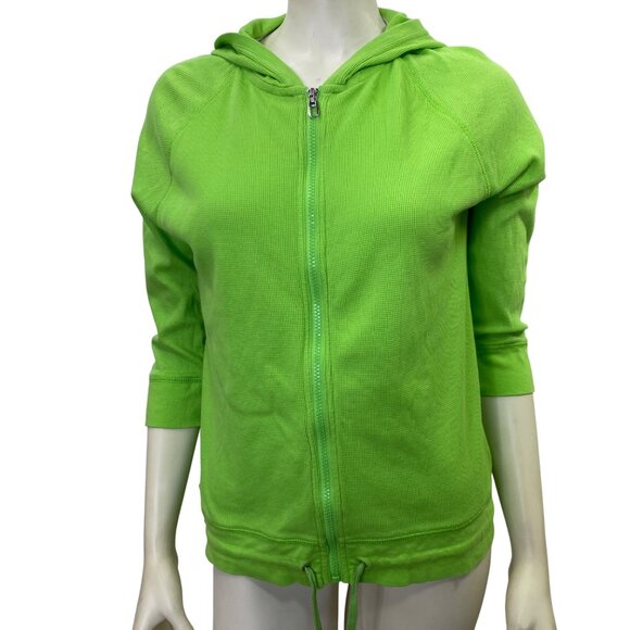 Lauren Ralph Lauren Active Lime‎ Green Zip Hoodie top Size L - Picture 1 of 4